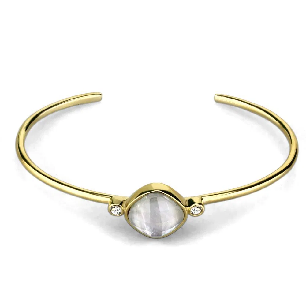 TK2910 - IP Gold (Ion Plating) Edelstahl Armband mit Edelstein Muschel in Weiß