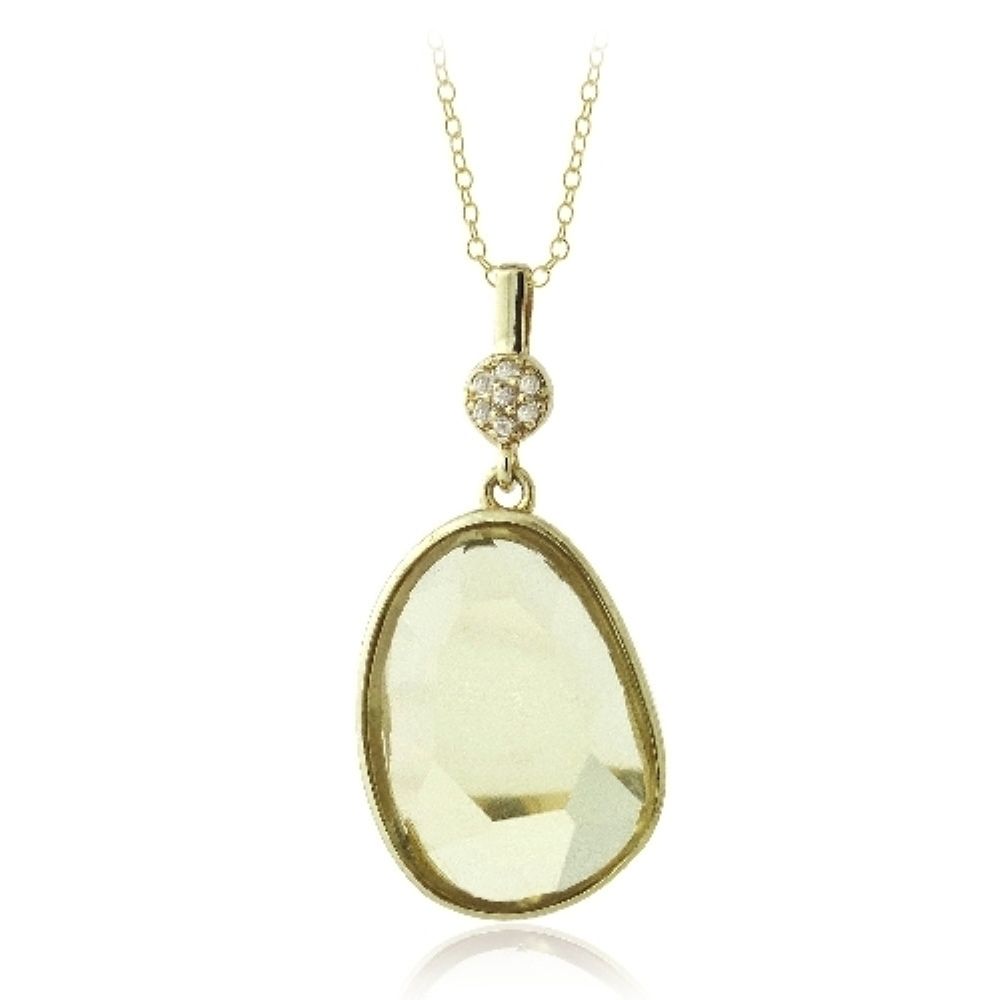 Gold Tone Lemon Quarz & Weiße Topaz Regentropfen Halskette