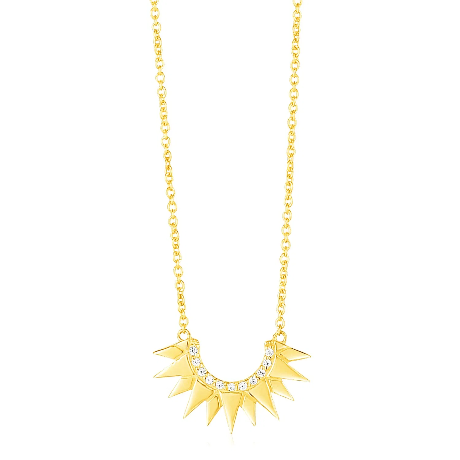 14 Karat gelbes Gold Sunburst Halskette mit Diamanten