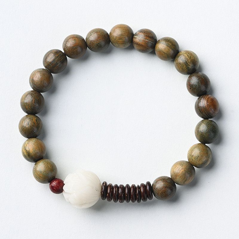 Klassisches Trendy Design Weißer Jade Bodhi Lotus Armband