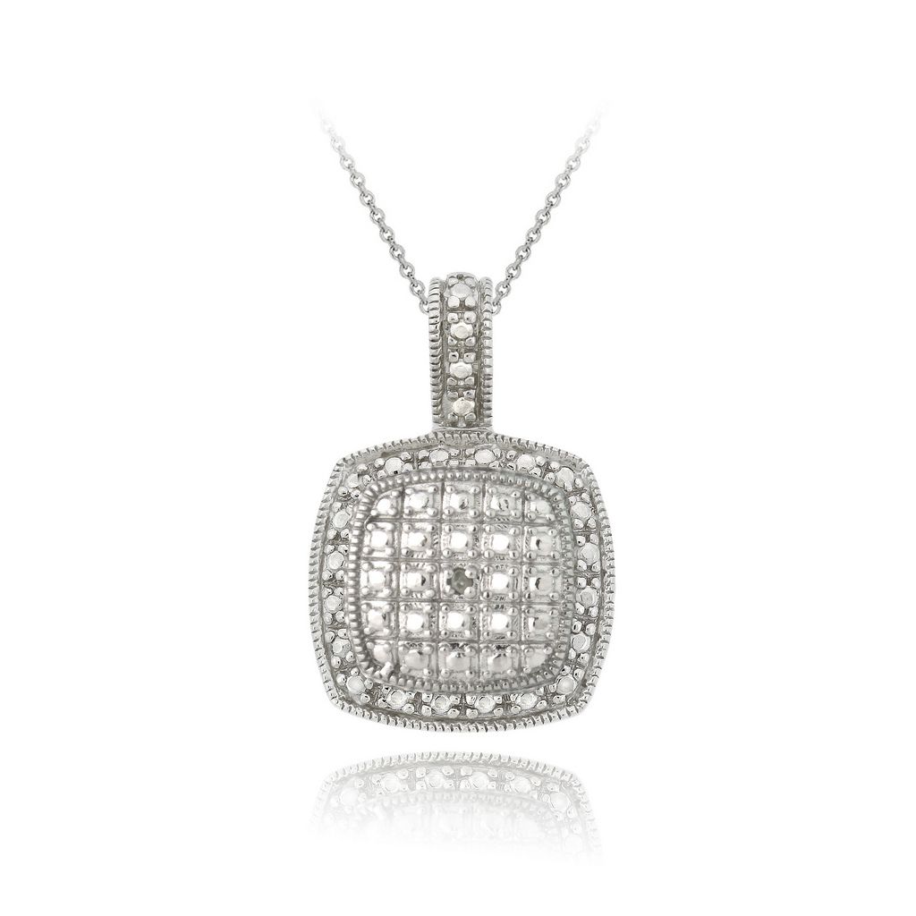 Sterling Silber Diamant Akzent Square Halskette