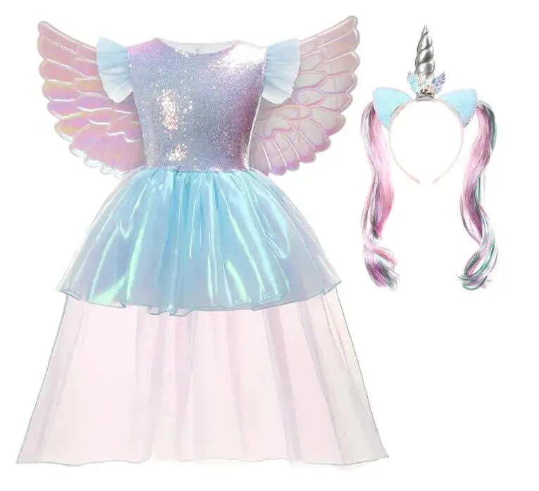 Regenbogen-Einhorn - Kleid für Baby-Girls, Karneval-Kleid Up