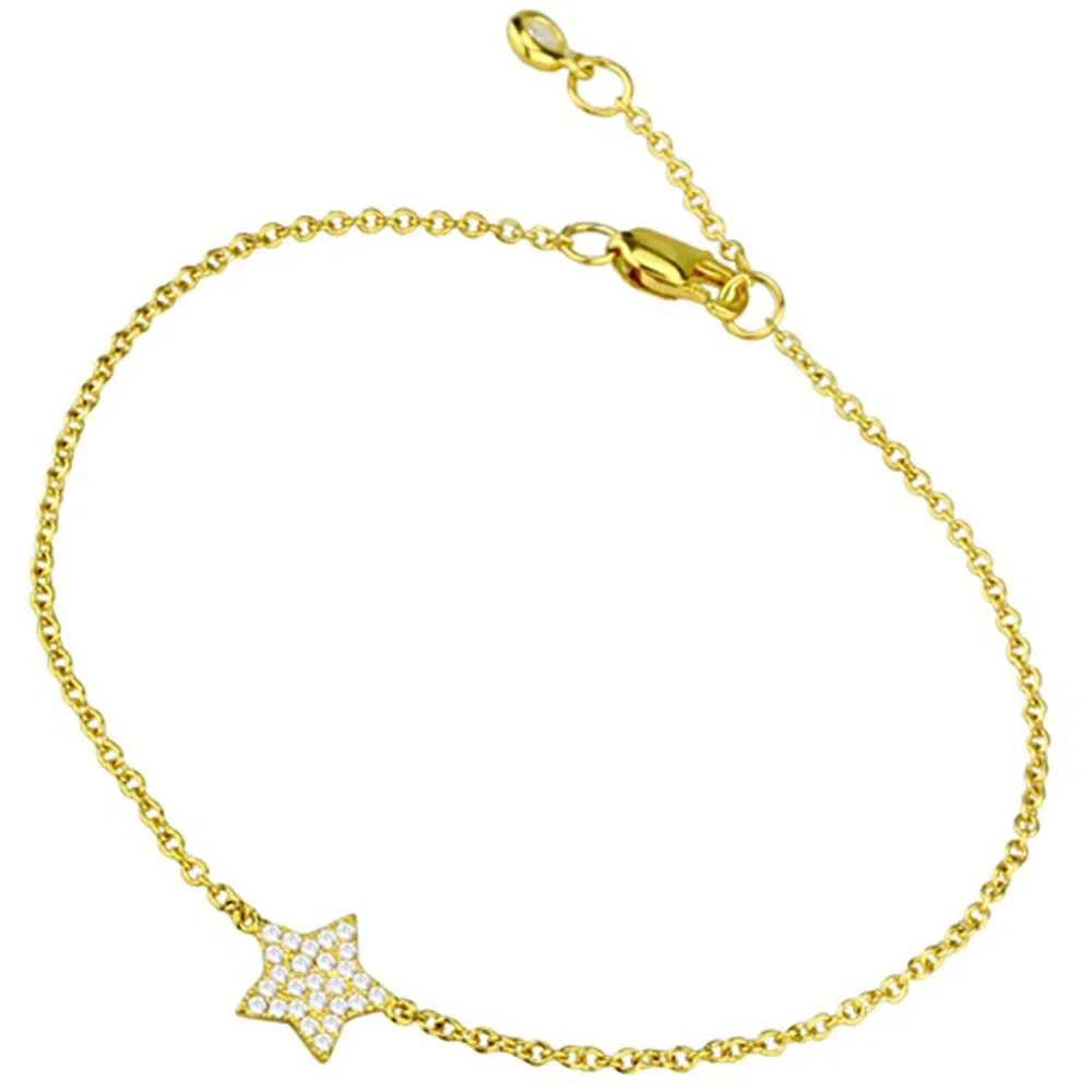 LOS816 - Gold 925 Sterling Silber Armband mit AAA Grad CZ in Clear
