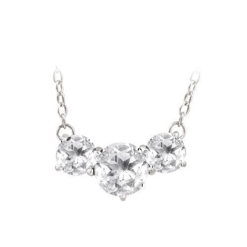 Sterling Silber 4,6 ct weiße Topaz Drei Stein Halskette