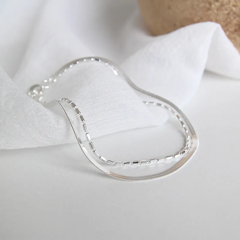 S925 Sterling Silber Persönlichkeit Damen Armband Doppelschicht