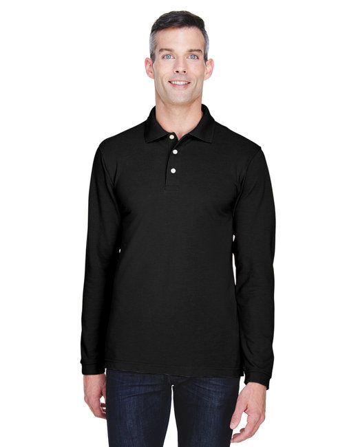 Männer 5,6 oz. Easy BlendTM Long-Sleeve Polo - BLACK - XS