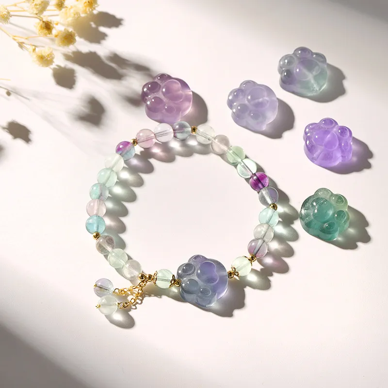 Badu Natürliche Kristall Armband Nische Farbe Haar Kristall Tassel Armband Erdbeer Kristall