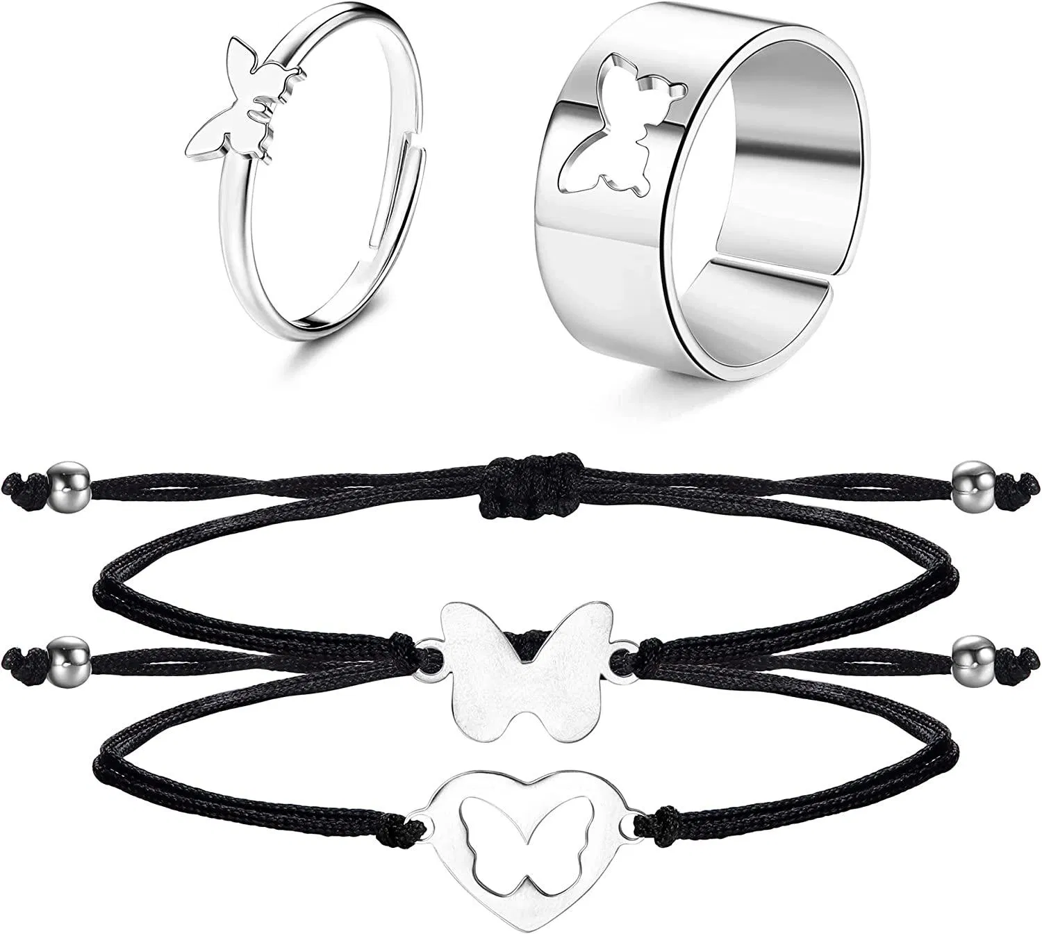 Seil geflochtenes Paar Armbänder einstellbares Paar Ringe Sonne und Mond Ringe Passendes Armband Valentinstag Geschenk für Freund Freund Freund Frau Männer Ihn und Sie