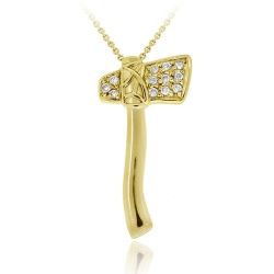18 Karat Gold über Sterling Silber CZ Axe Anhänger