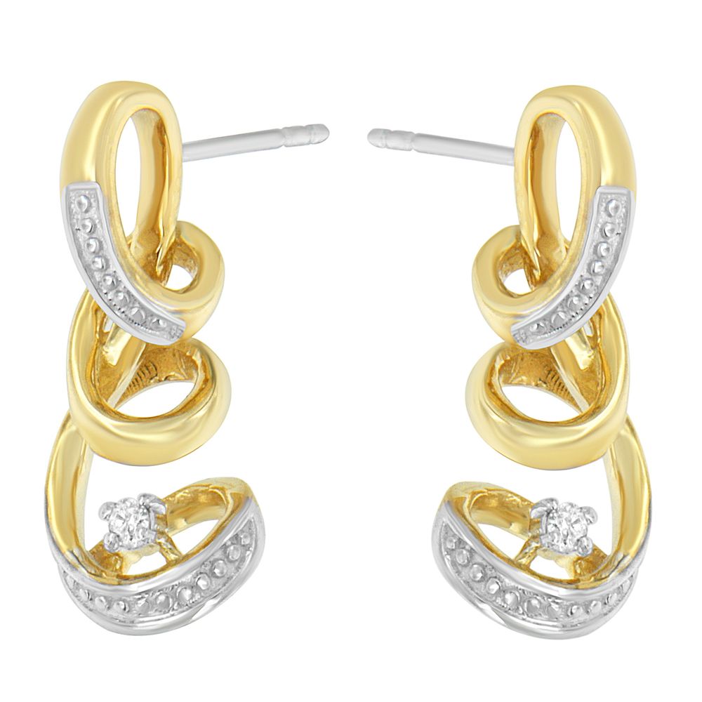 Espira 10K Zwei-Ton - Gold Round Cut Diamond Ohrring (0,05 cttw, J-K Farbe, I2 - I3 Klarheit)