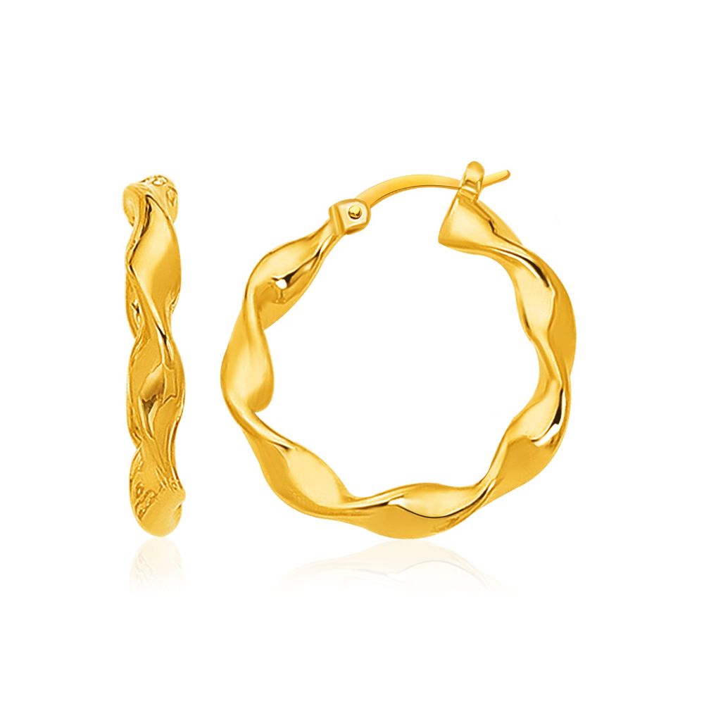 14 Karat Gelbgold große Twisted Hoop Ohrringe