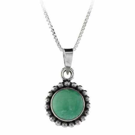 Sterling Silber Variscite Bali Perlen Kreis Anhänger