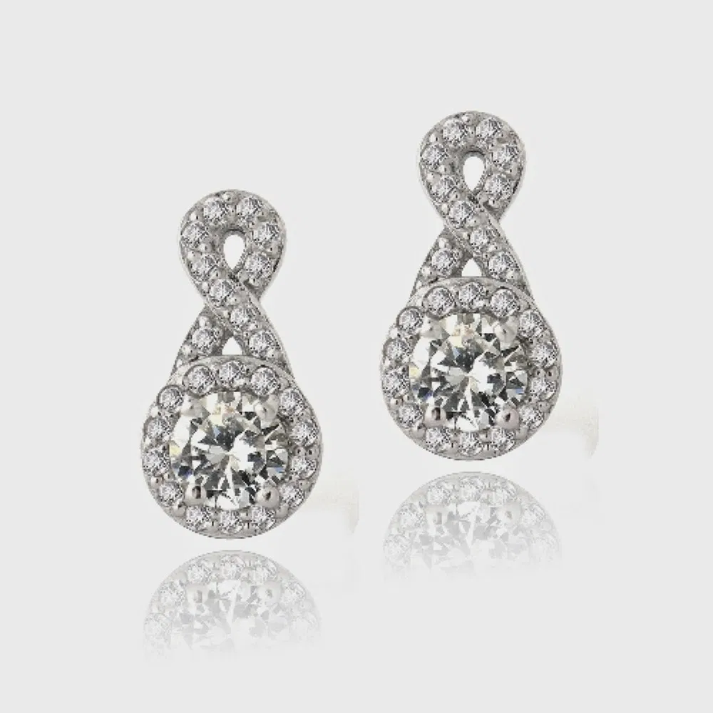 Sterling Silber 2,6ct Weiß Topaz Infinity Stud Ohrringe