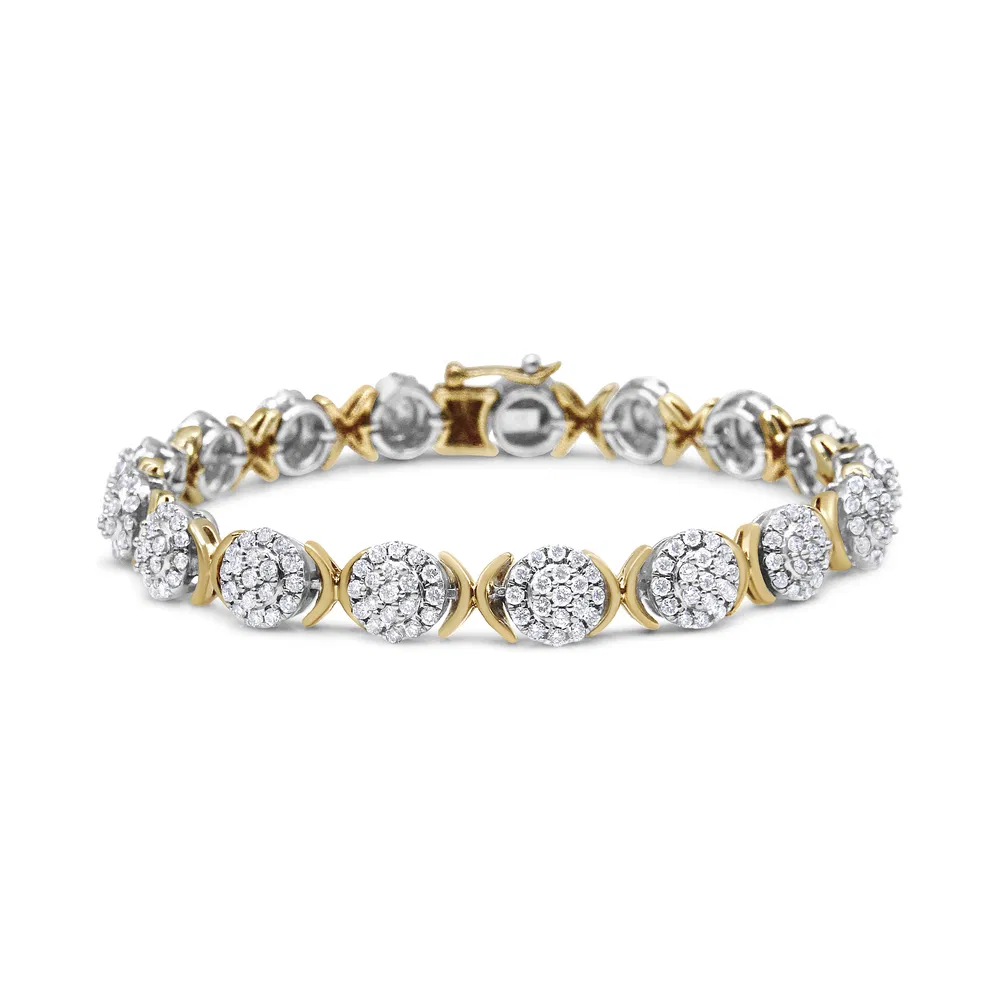 10 Karat Gelbgold Plated .925 Sterling Silber 5.00 Cttw Lab Grown Round Diamond Cluster Tennis Link Armband (G-H Farbe, VS1 - VS2 Klarheit) - 7.25