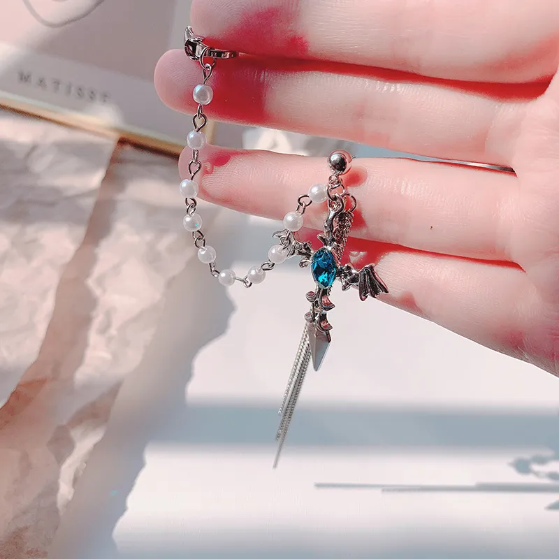 Schmuck Gothic Perle Temperament Einstück Tassel Ohrringe