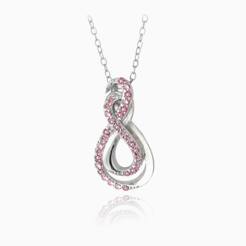 Sterling Silber geschaffen Pink Sapphire Intertwined Infinity Halskette