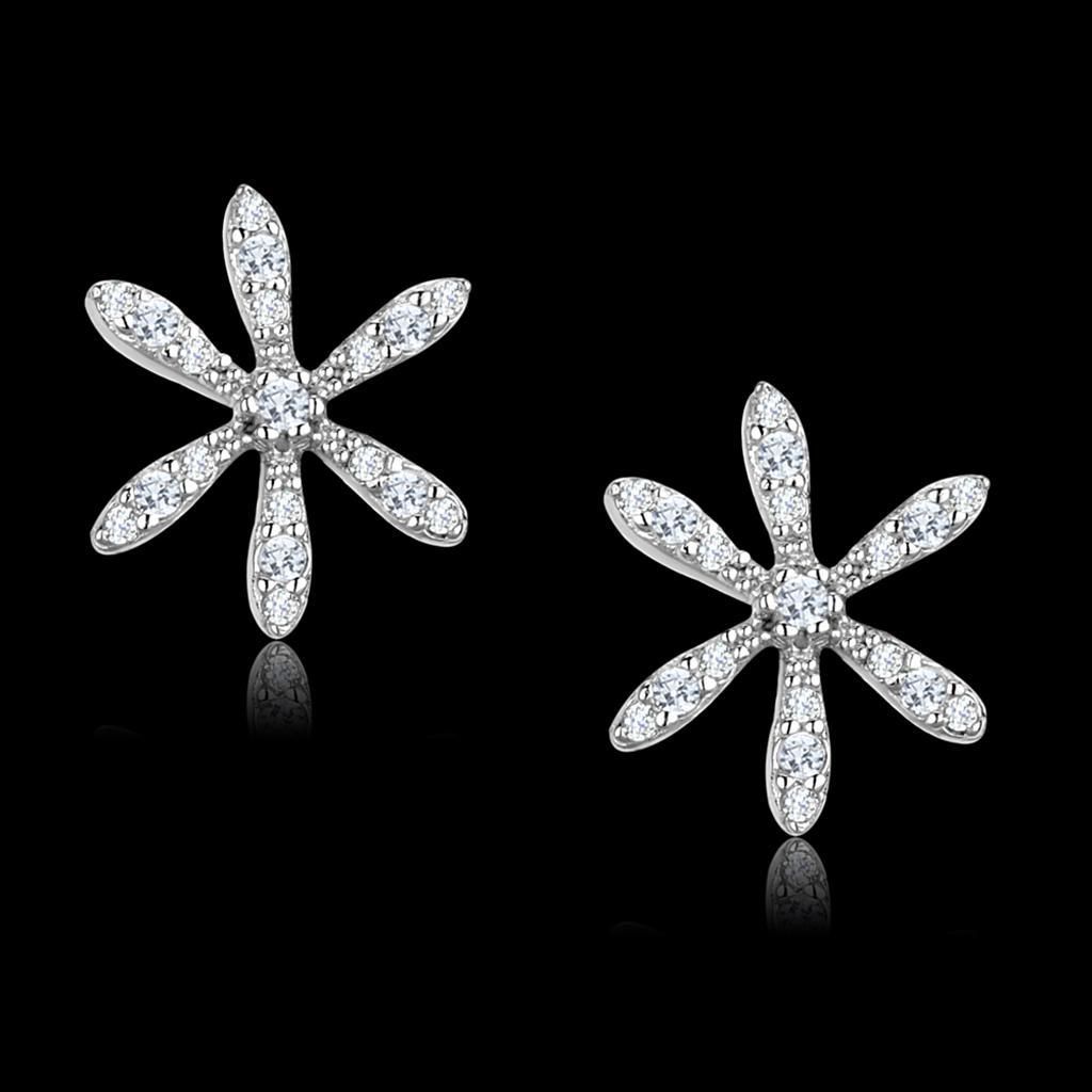 TS444 - Rhodium 925 Sterling Silber Ohrringe mit AAA-Klasse CZ in Clear