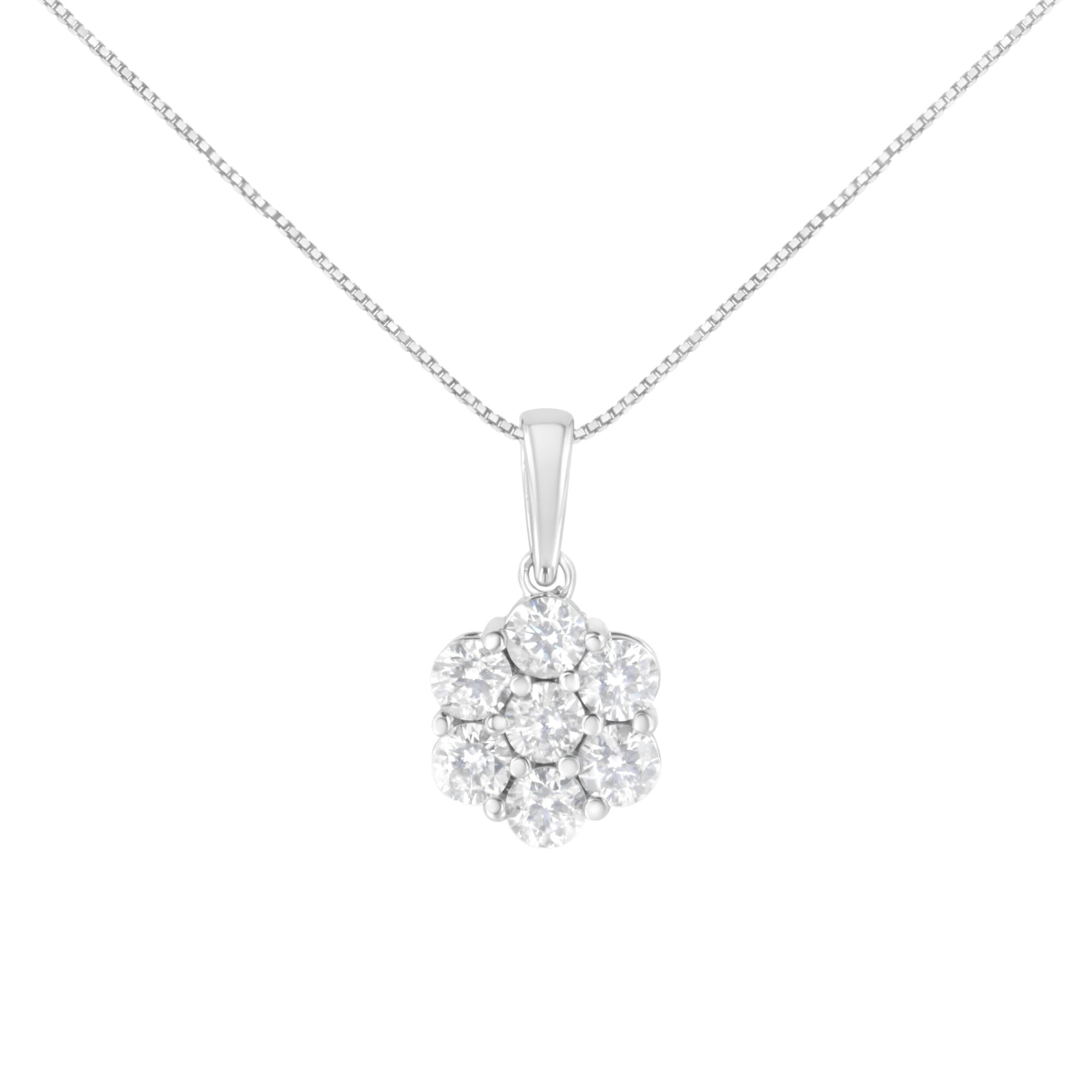 14 Karat Weißgold 2,00 Cttw Brilliant Round-Cut Diamant 7 Stein Blumen Cluster 18