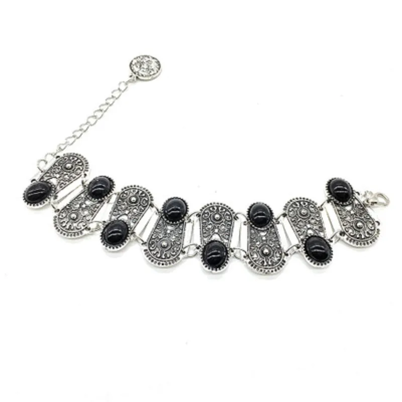 Black Onyx Edelstein Fancy Armband 925 Sterling Silber Schmuck Geschenke für Frauen