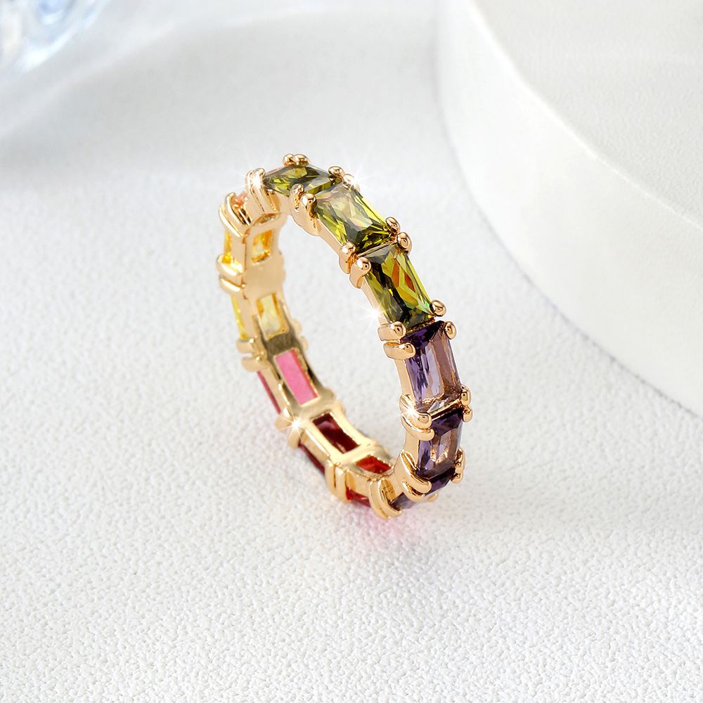1pc Multicolor Cubic Zirkonia Circle Gold Plated Ring