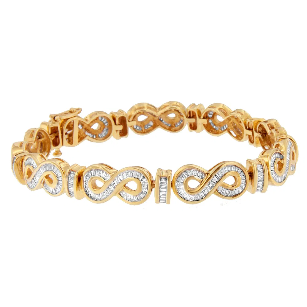 14 Karat Gelbgold Baguette Cut Diamant Armband (4.00 cttw, H-I Farbe, SI2 - I1 Klarheit)