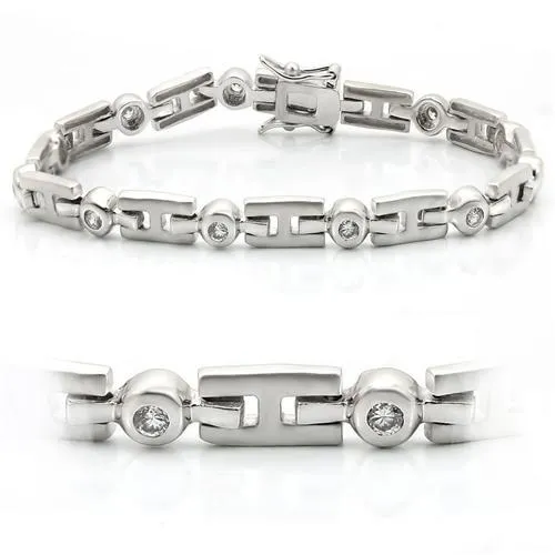 LO1163 - Matte Rhodium & Rhodium Brass Armband mit AAA-Klasse CZ in Clear