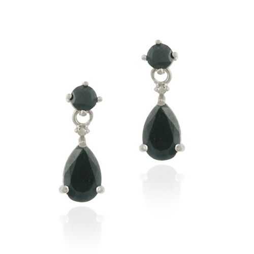 Sterling Silber 4,25 Ct. TGW Sapphire& Diamant Accent Teardrop Ohrringe