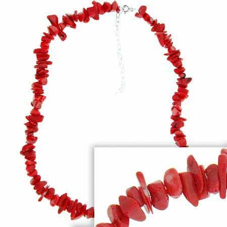 Sterling Silver Pink Echtes Meer Bambus Coral Chip Halskette