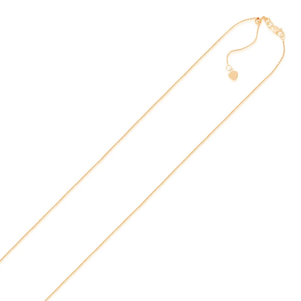 14 Karat Rose Gold verstellbare Kabelkette 0,9 mm