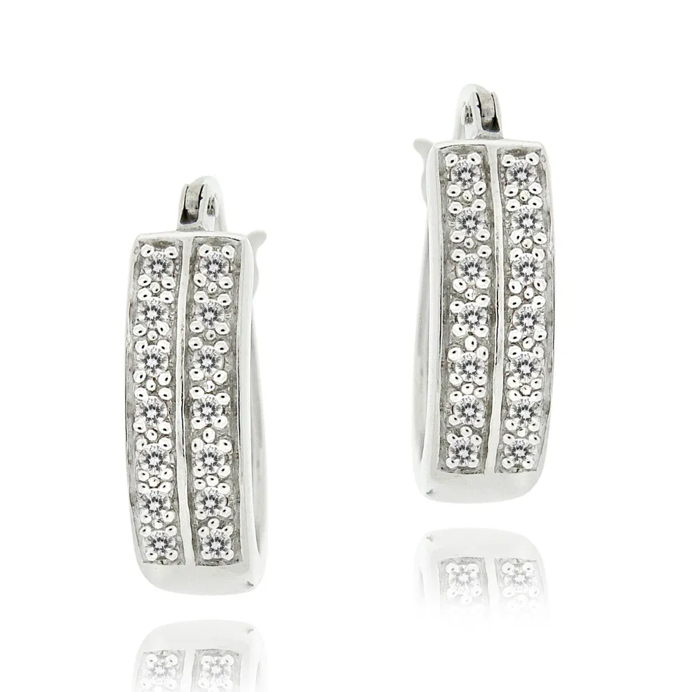 Sterling Silber 1/4ct Diamant 18mm Oval Hoop Ohrringe