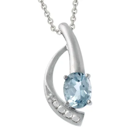 Sterling Silber Diamant Akzent Blau Topaz Anhänger