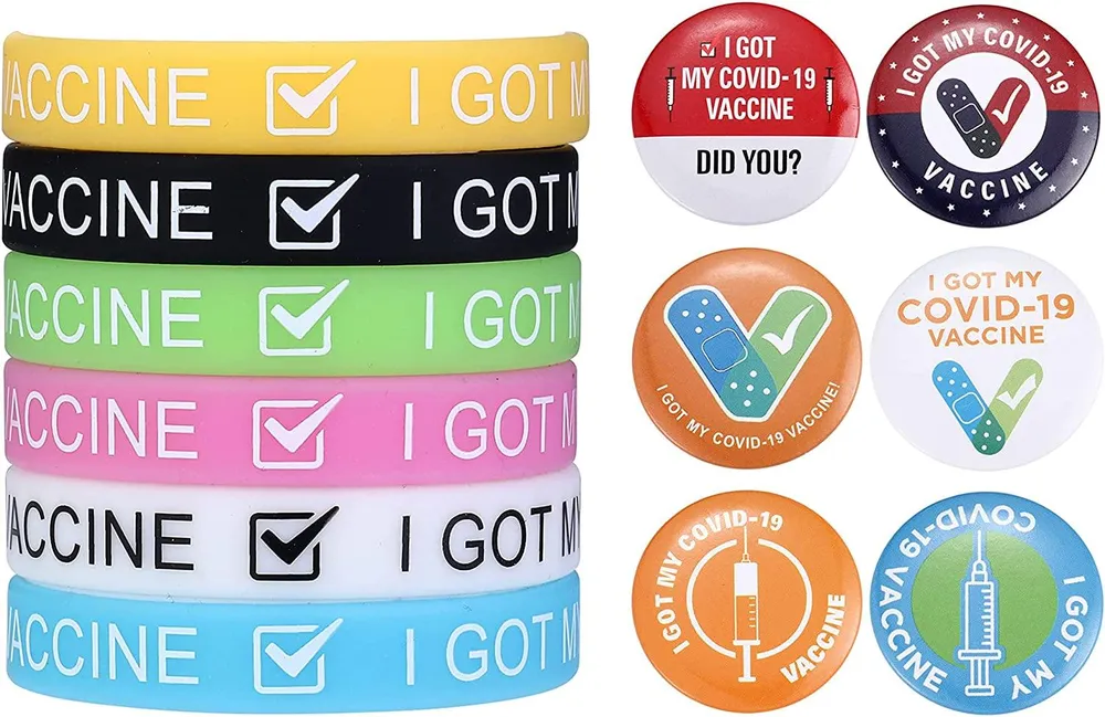 Ich bekam meinen Impfstoff Silicone Armbänder Pinback-Knöpfe Pins Broschüren für Frauen Männer Benachrichtigung für die öffentliche Gesundheit Pinback-Knöpfe Impfstoff Pins