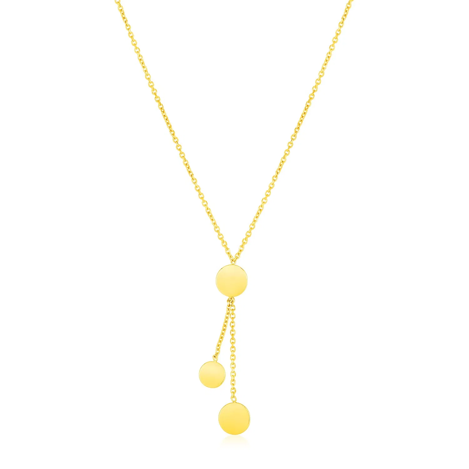 14 Karat gelbes Gold Halskette mit Kreistropfen