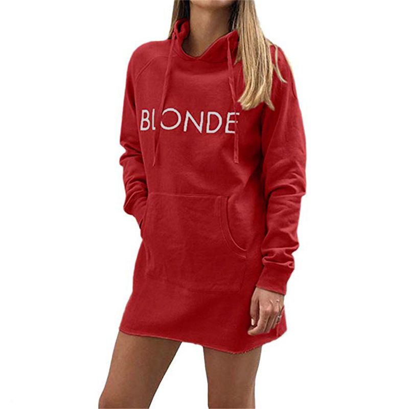 Hooded Sweater BLONDE Printed Pocket Dress Damen Kleidung