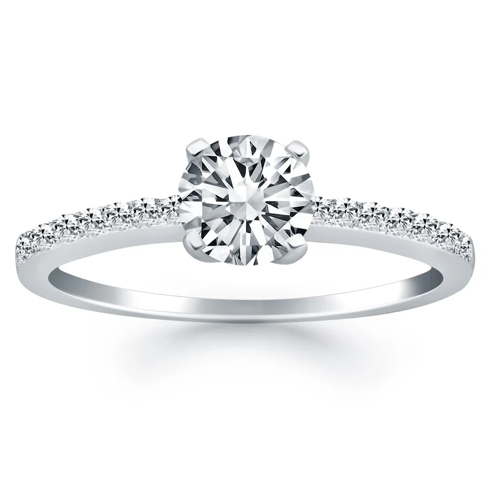 14 Karat Weißgold Verlobungsring mit Diamantband