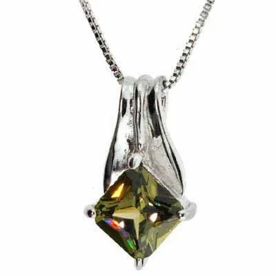 Sterling Silber Diamant geformt dunkel grün Oliven Anhänger