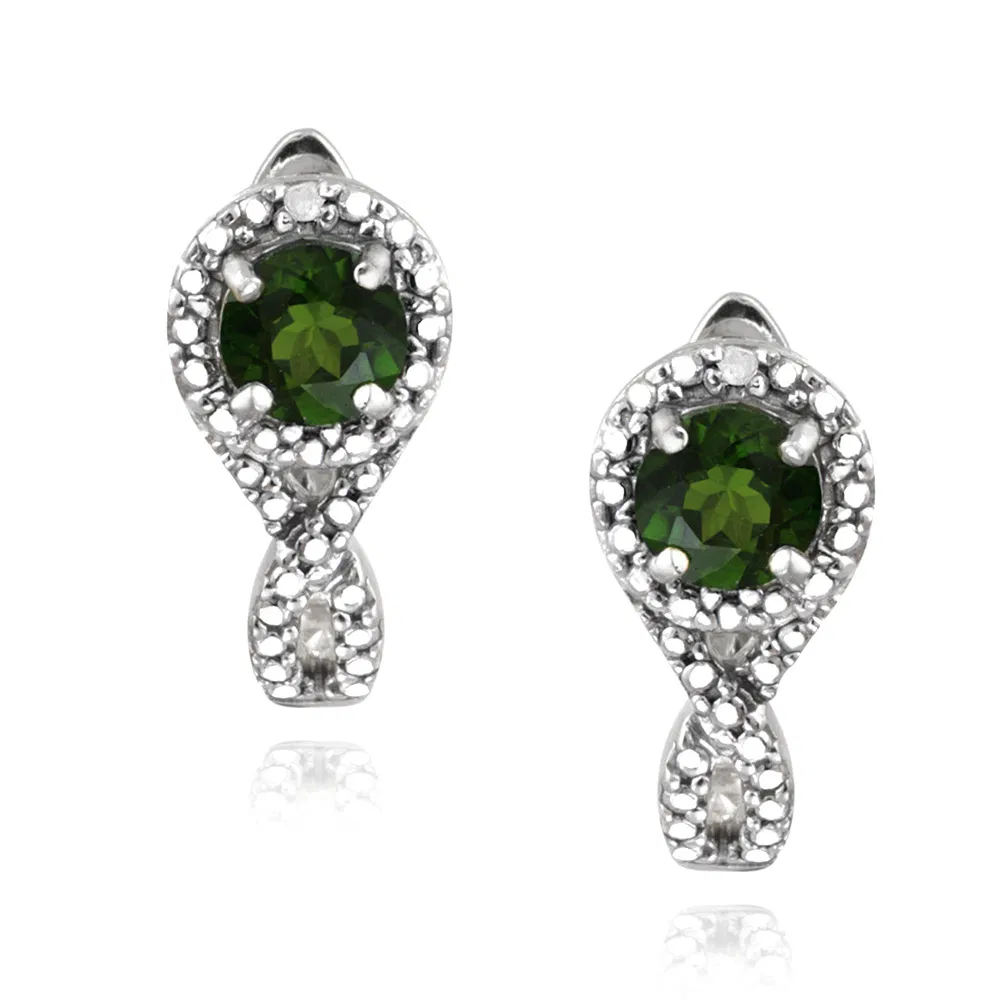 Sterling Silver Chrome Diopside & Diamond Accent Infinity Huggie Ohrringe