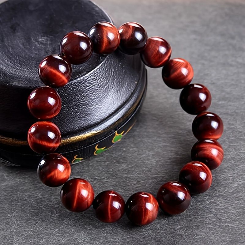 Natürlicher Wein Tiger Augen Stein Armbänder für Männer Frauen 4 / 6 / 8 / 10 / 12mm Round Smooth Beaded Armband Minimalist Yoga Schmuck