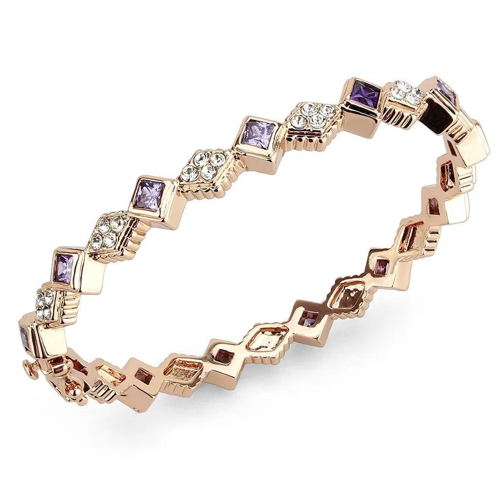 LO4343 - Rose Gold Brass Armband mit AAA-Klasse CZ in Amethyst