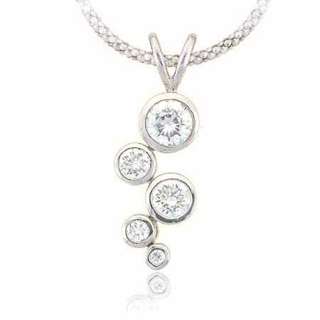 Sterling Silber Designer Bubble Simulierte Diamant CZ Anhänger