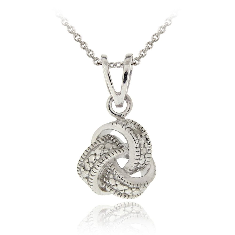 Sterling Silber Diamant Akzent Liebe Knoten Anhänger