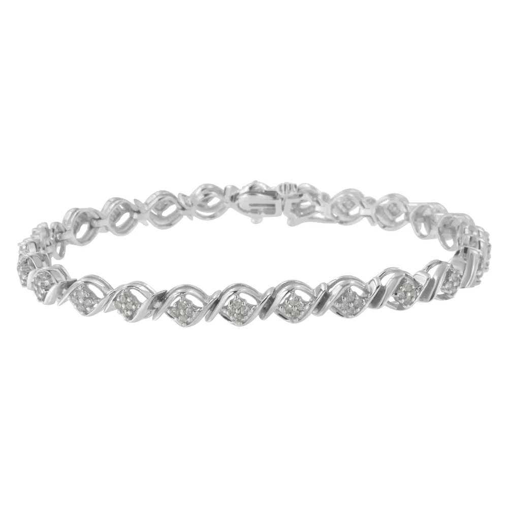 Sterling Silber Diamant Cluster Link Armband (1 cttw, I-J Farbe, I2 - I3 Klarheit)