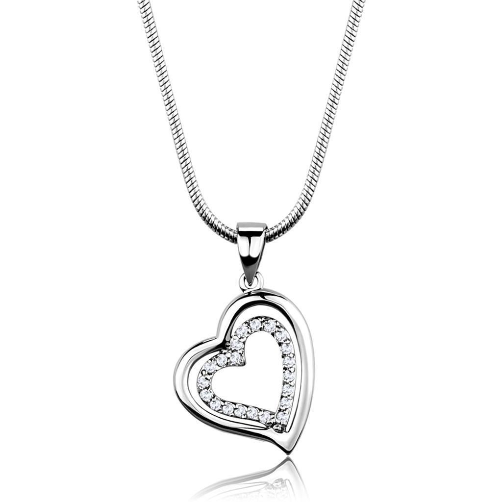 3W841 - Rhodium-Messing - Kette Anhänger mit AAA-Klasse CZ in Clear