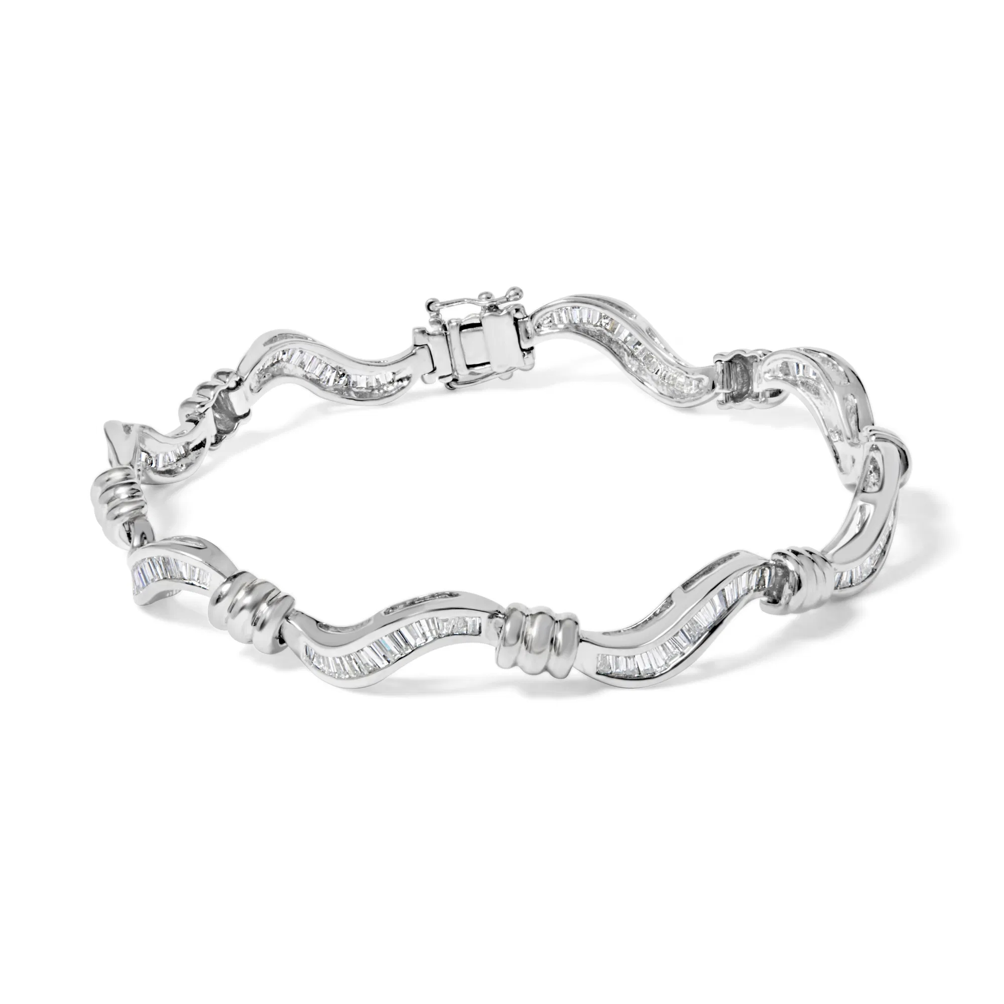 14 Karat Weißgold 2,00 Cttw Baguette-Cut Spiral Link 7