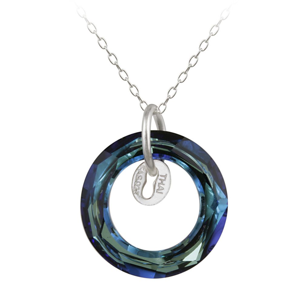 Sterling Silber Bermuda Blau Swarovski Elemente Kreis Halskette