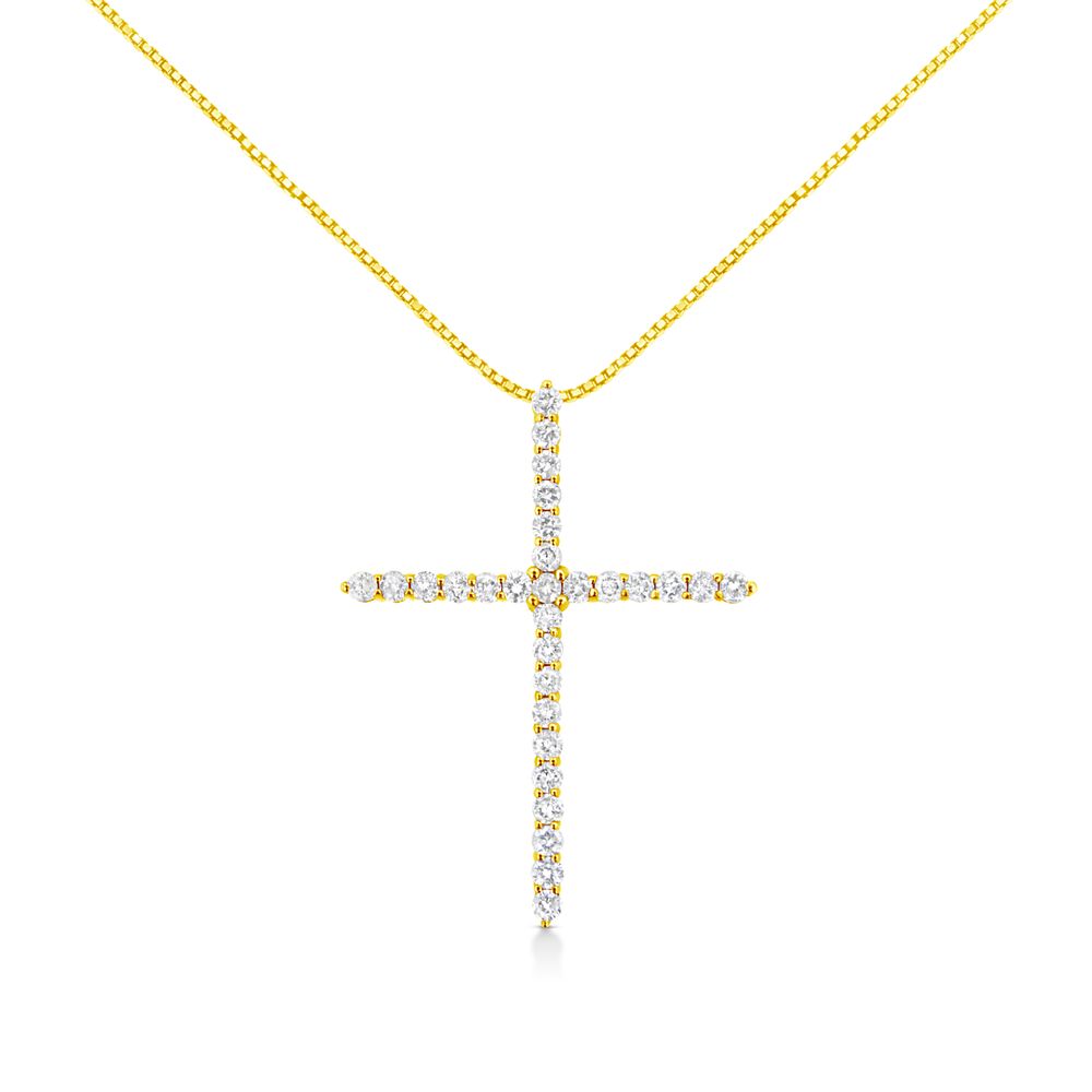 10 Karat Gelbgold 3.00 cttw Round-Cut Diamond Cross 18