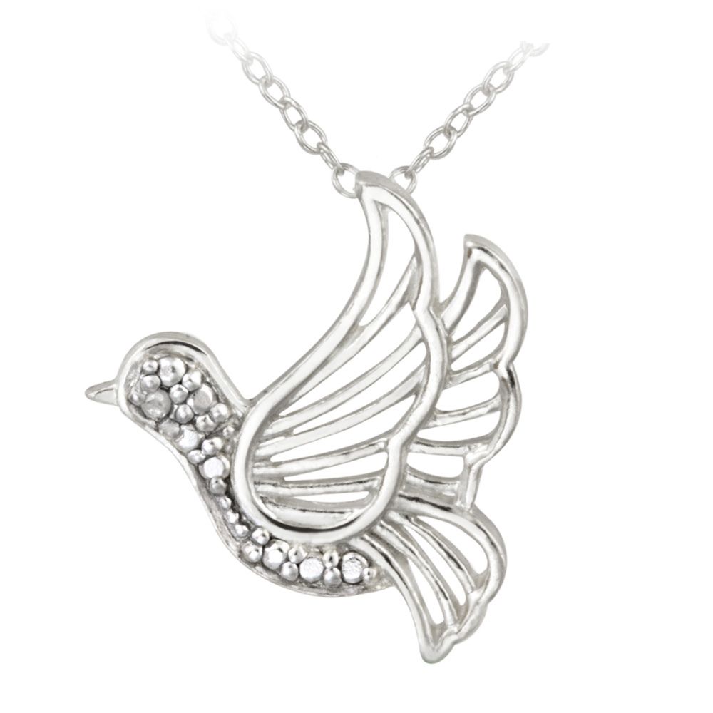 Sterling Silber Diamant Akzent Dove Anhänger