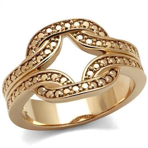 3W1336 - IP Rose Gold (Ion Plating) Messing Ring mit AAA Grad CZ in metallischem Lichtgold