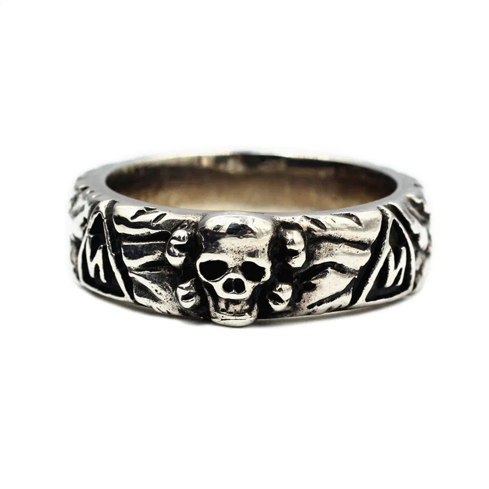 Mens Mode Simple Sterling Silber Skull Ring