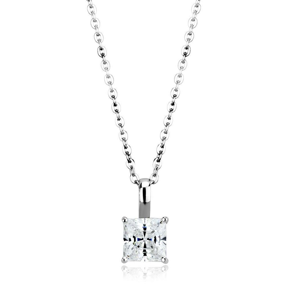 LO4174 - Rhodium-Brass - Kettenhänger mit AAA-Klasse CZ in Clear